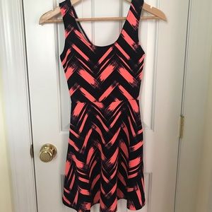 Charlotte Russe pink and dark navy skater dress
